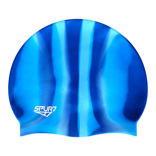 Multi Colour Dark & Light Blue Vertical Stripes Spurt Silicone Cap
