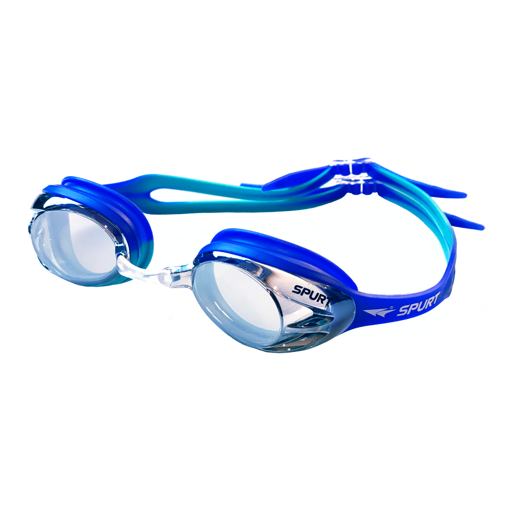 Spurt Crush N3 Senior Goggle in Blue Violet & Sea Green with Mirror Silver Lens & Light Tint