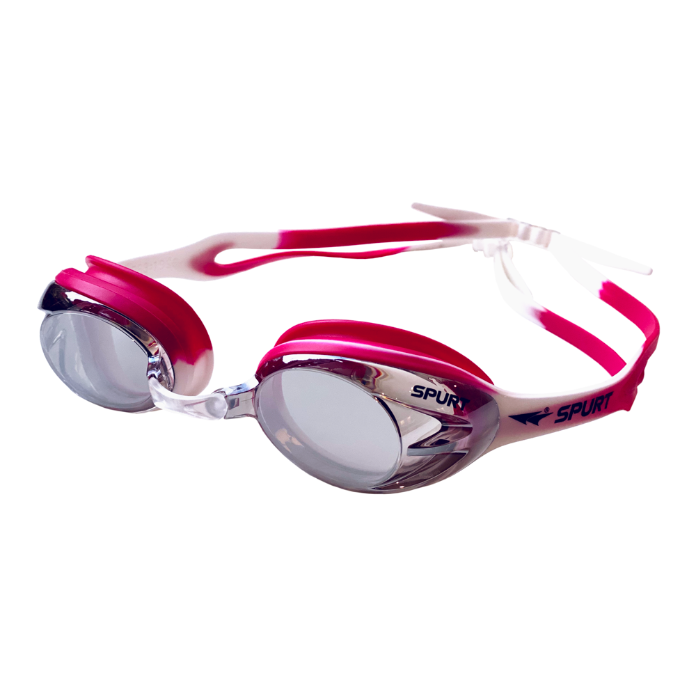 Spurt Crush N3 Senior Goggle in Dark Pink & White with Mirror Silver Lens & Light Tint
