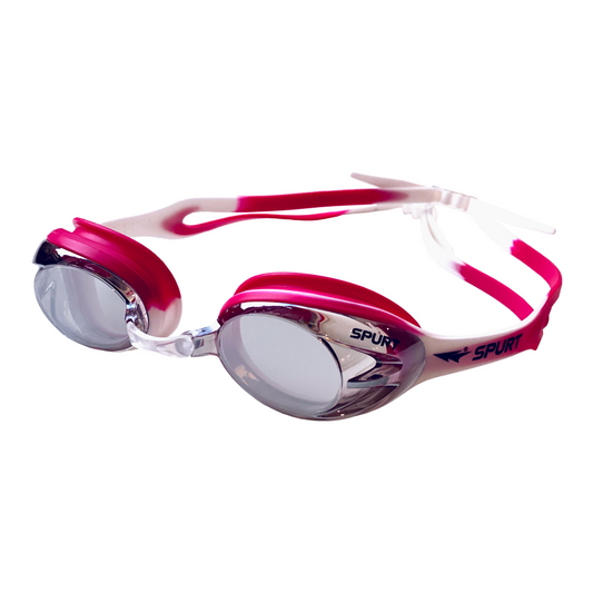 Spurt Crush N3 Senior Goggle in Dark Pink & White with Mirror Silver Lens & Light Tint