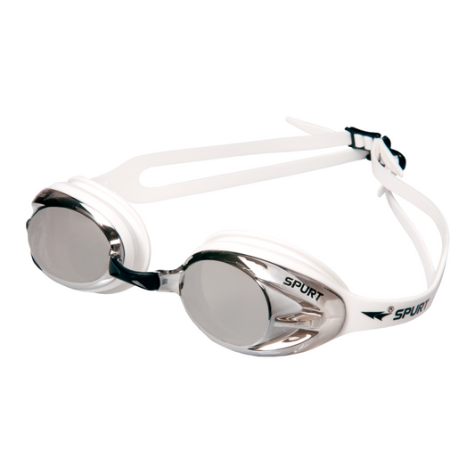 Spurt Crush N3 Senior Goggle in White with Mirror Silver Lens & Light Tint