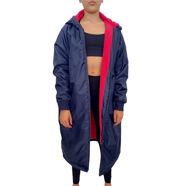 Navy Parka Jacket with Cerise Pink Fleece Lining