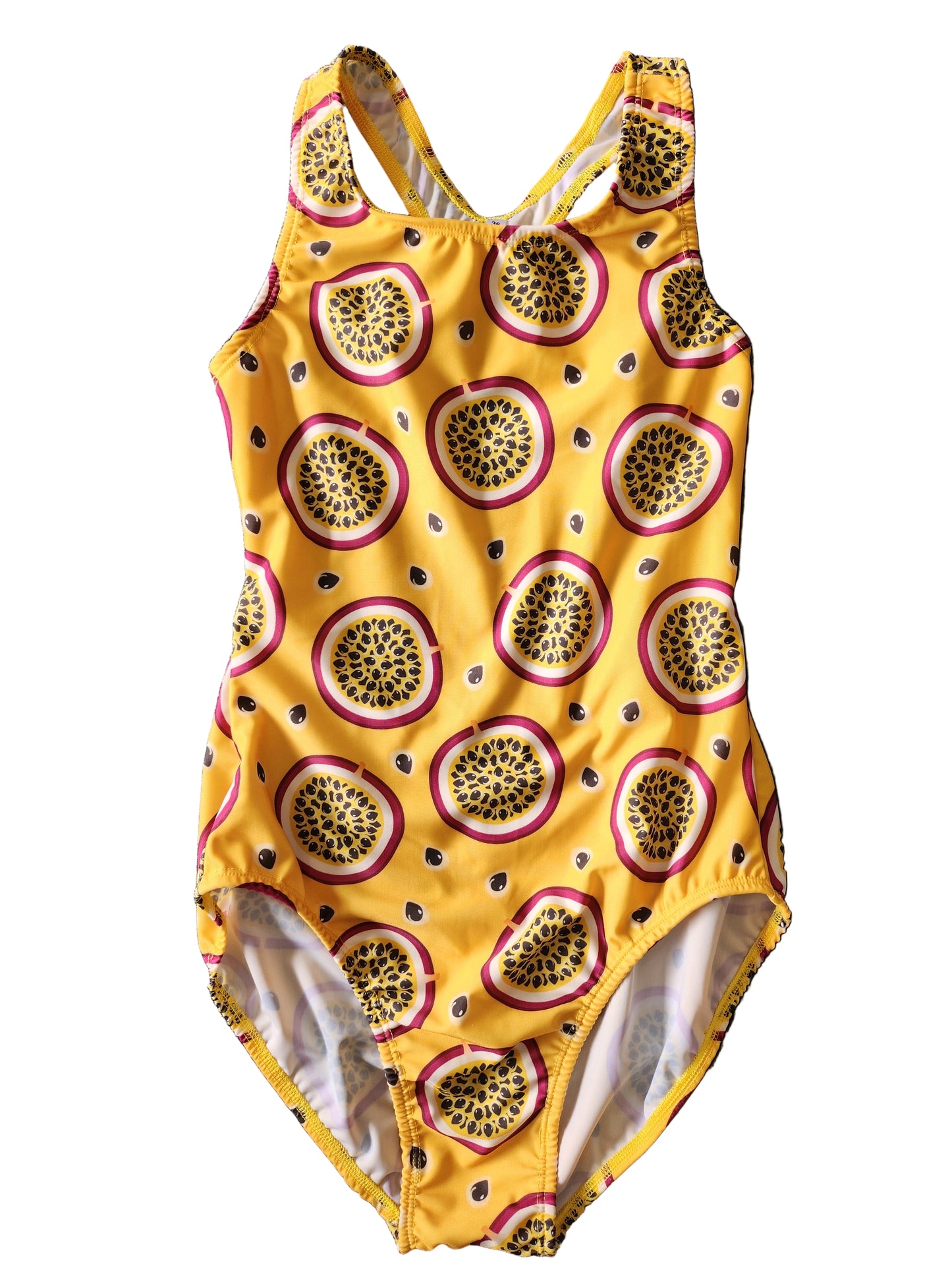 Extra Life Fastback Swimsuit in Passion Fruit on Yellow