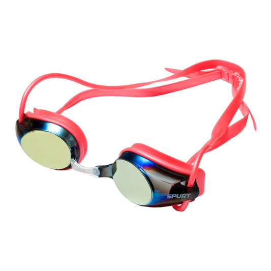 Spurt Intermediate Racer R3 Senior Goggle in Coral with Mirror Gold Lens & Dark Tint