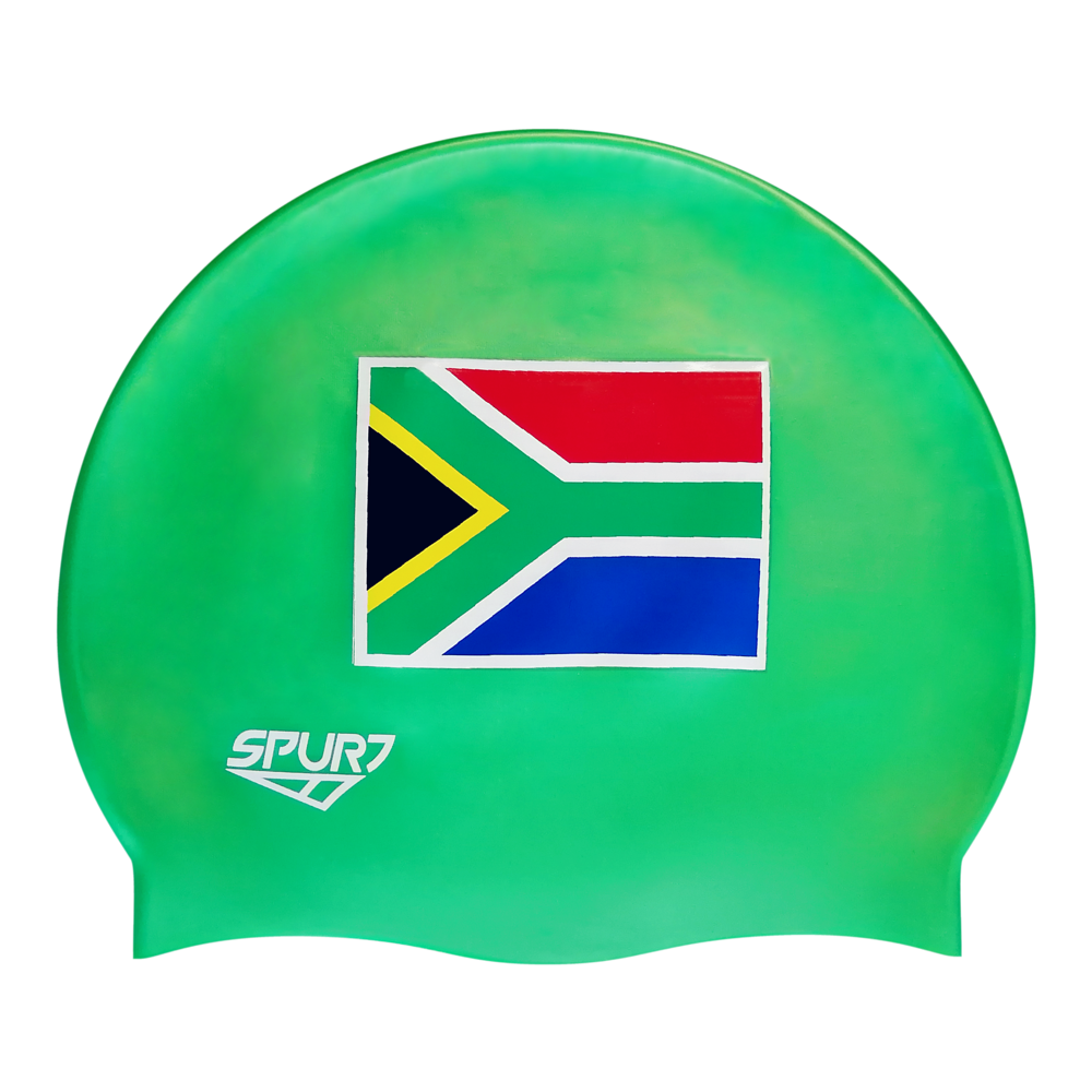 SA Block Flag on Grass Green Silicone Cap
