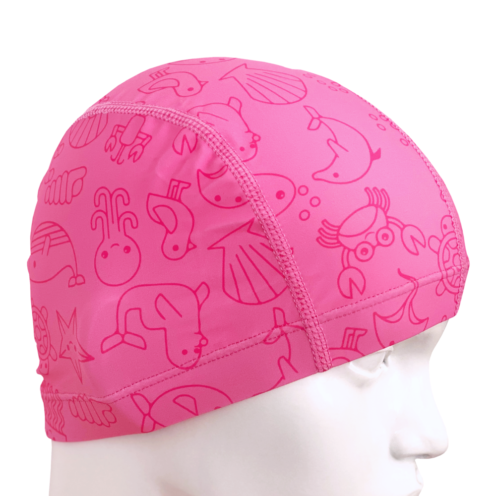 Lycra Swim Cap: Sea Creatures Pink
