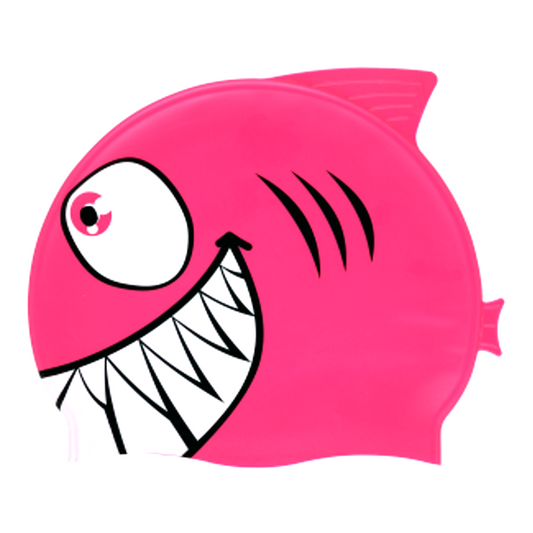 Shark with Fin & Tail on Neon Pink Spurt Silicone Cap