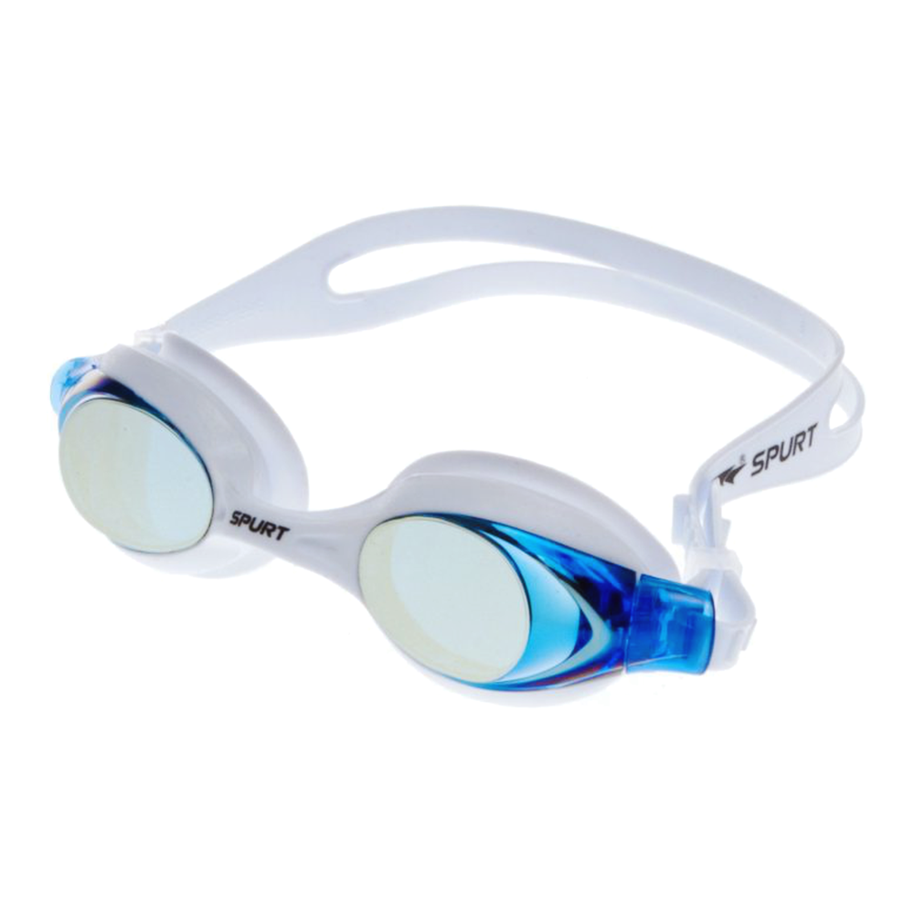 Spurt Comfort Sil 60 Senior Goggle in White with Mirror Gold/Blue Lens & Medium Tint