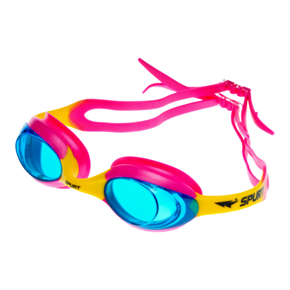 Spurt Blaze Sil 6 Junior Goggle in Pink and Yellow with Blue Lens