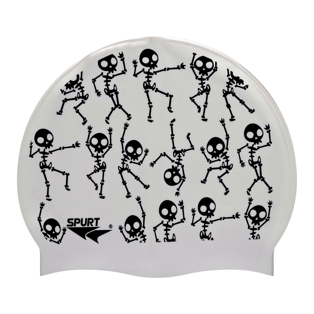Dancing Skeletons on Silver Spurt Silicone Cap