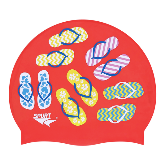 Slip Slops on Neon Coral Spurt Silicone Cap