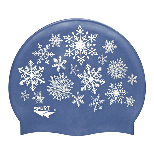 Scattered Snowflakes on Gun Metal Blue Spurt Silicone Cap