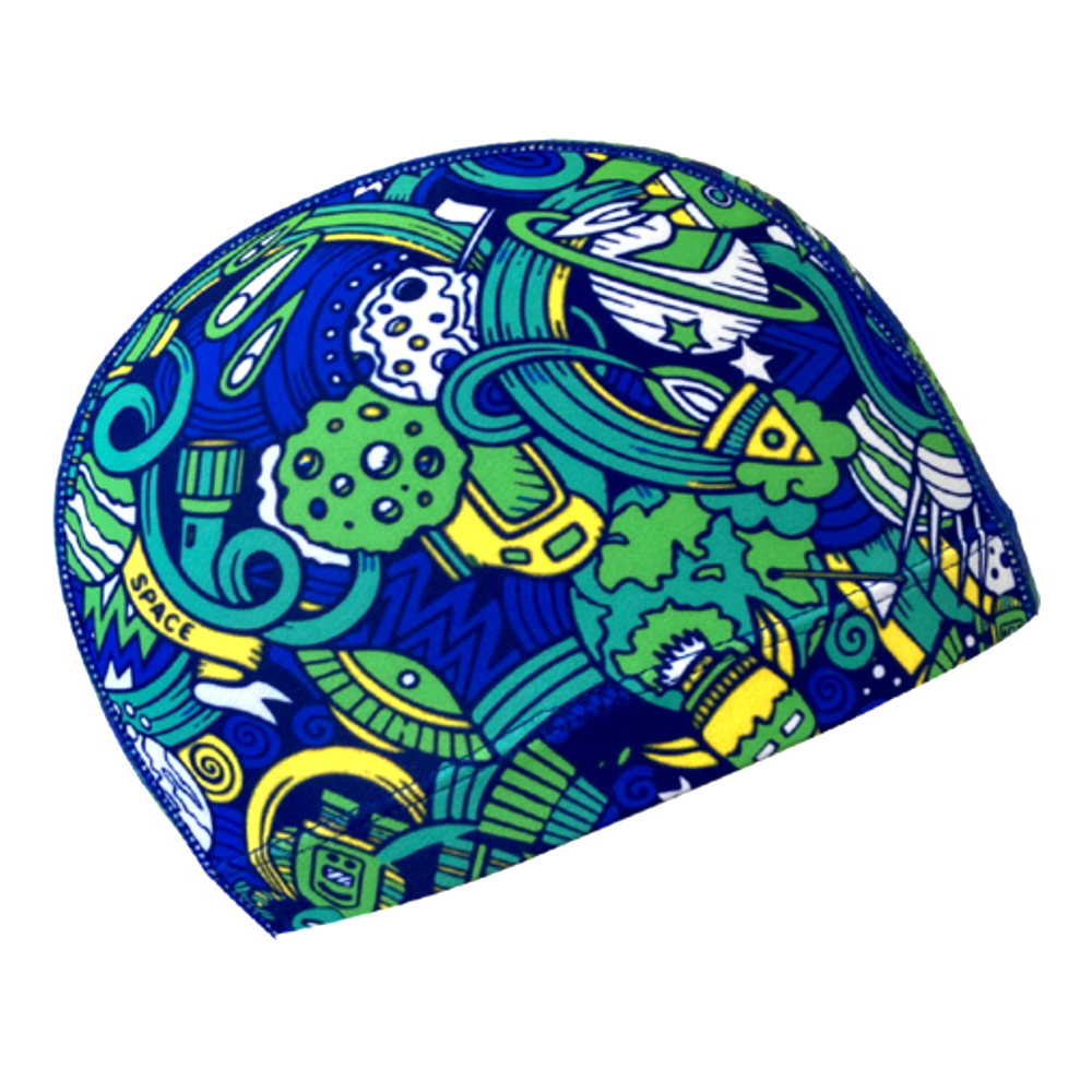 Lycra Swim Cap: Space Theme Blue