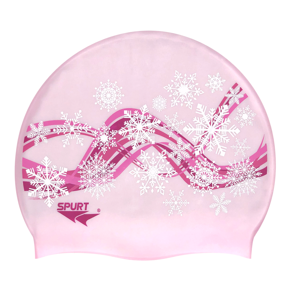 Swirling Wind with Snowflakes on Pale Pink Spurt Silicone Cap