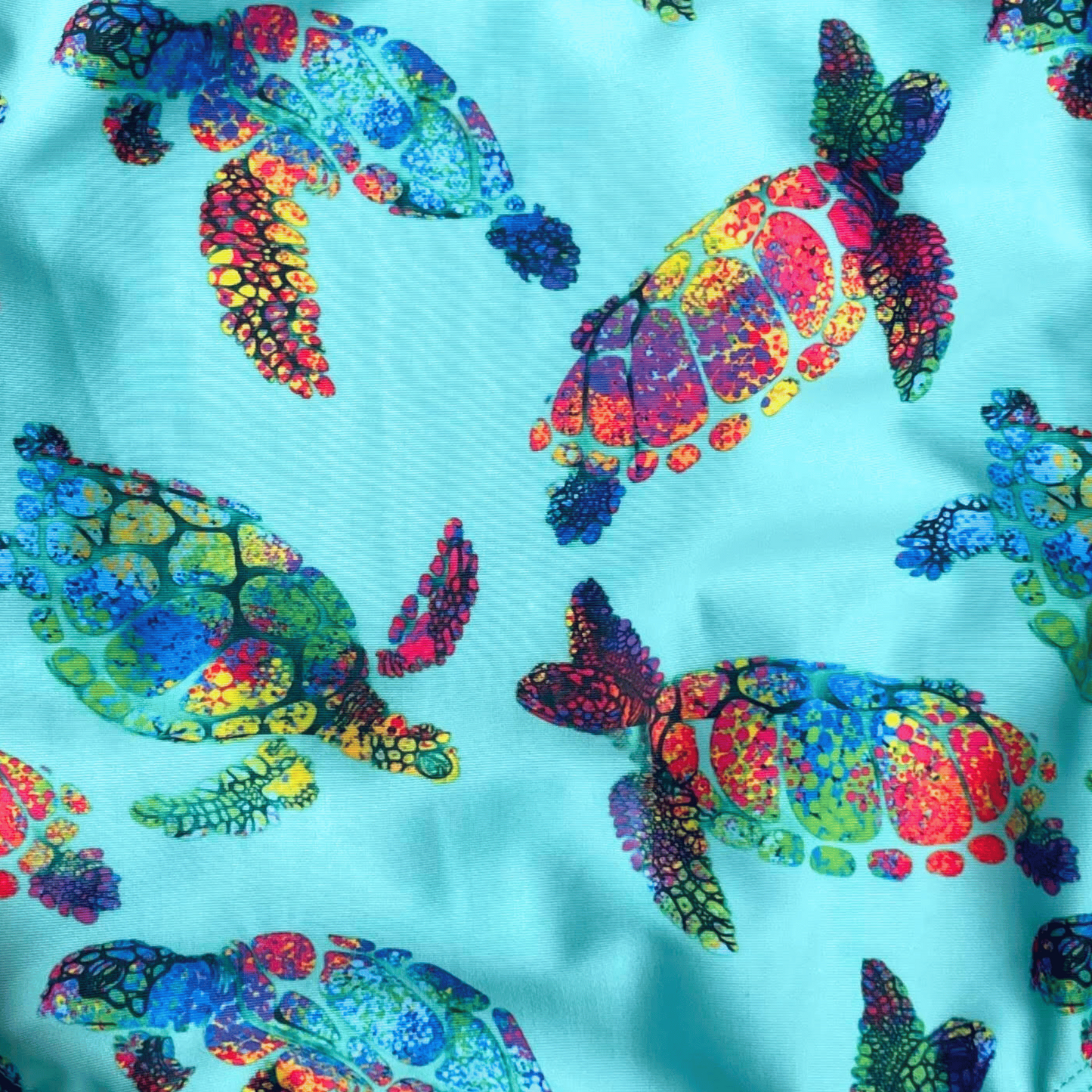 Extra Life Fastback Swimsuit in Turtle Tango Design on Teal