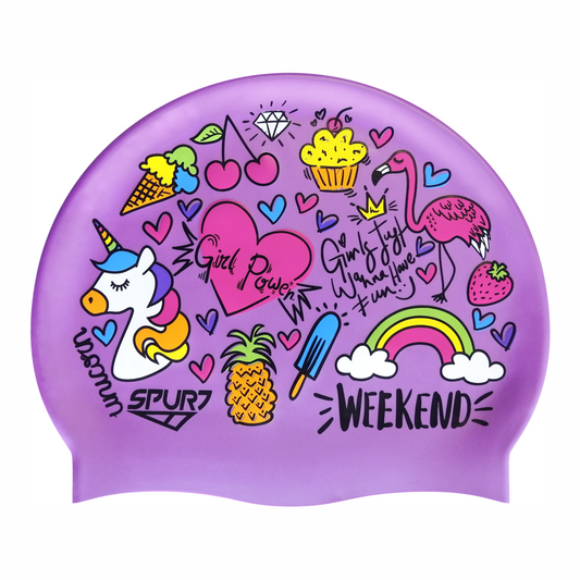 Unicorn & Summer Theme on Violet Spurt Silicone Cap