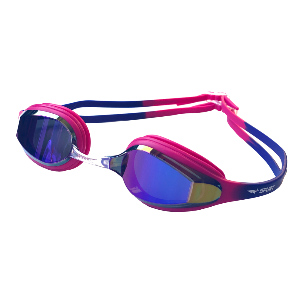 Spurt Elite Racer WVN Senior Goggle in Dark Pink & Violet with Mirror Oil-Slick Purple & Gold Lens & Dark Tint