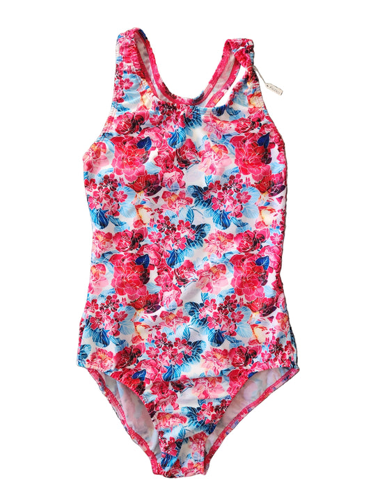 Extra Life Fastback Swimsuit in La Med Print on White Background